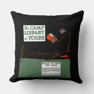 World War I Camp Library 1917 Military  Cushion