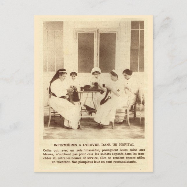 World War I, Knitting for the soldiers Postcard (Front)