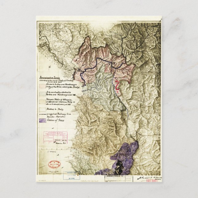World War I Map of Albania (April 26, 1915) Postcard (Front)