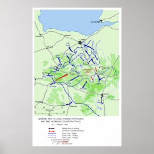 World War II Battle of the Falaise Pocket Map Poster