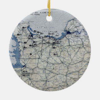 World War II D-Day Map June 6, 1944 Ceramic Tree Decoration