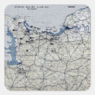 World War II D-Day Map June 6, 1944 Square Sticker