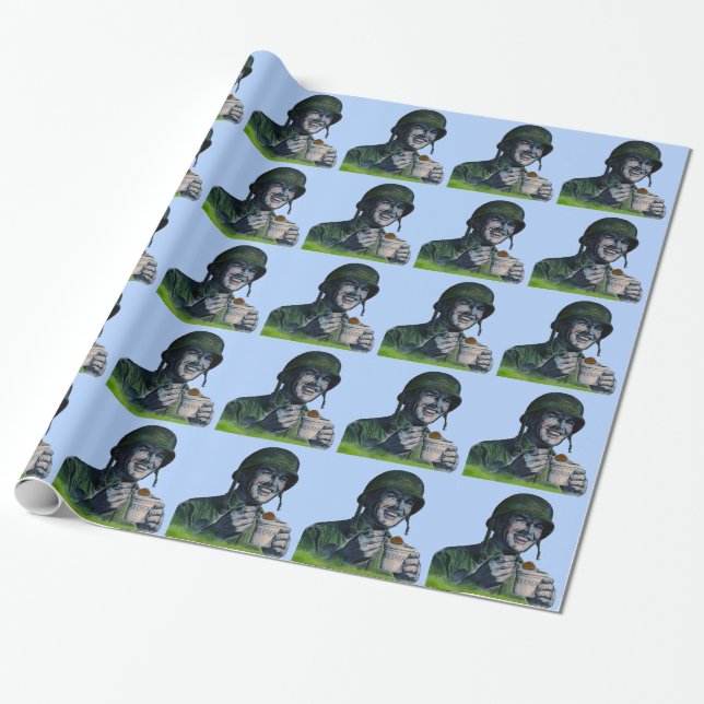 World War II GI eating ice cream Wrapping Paper (Unrolled)