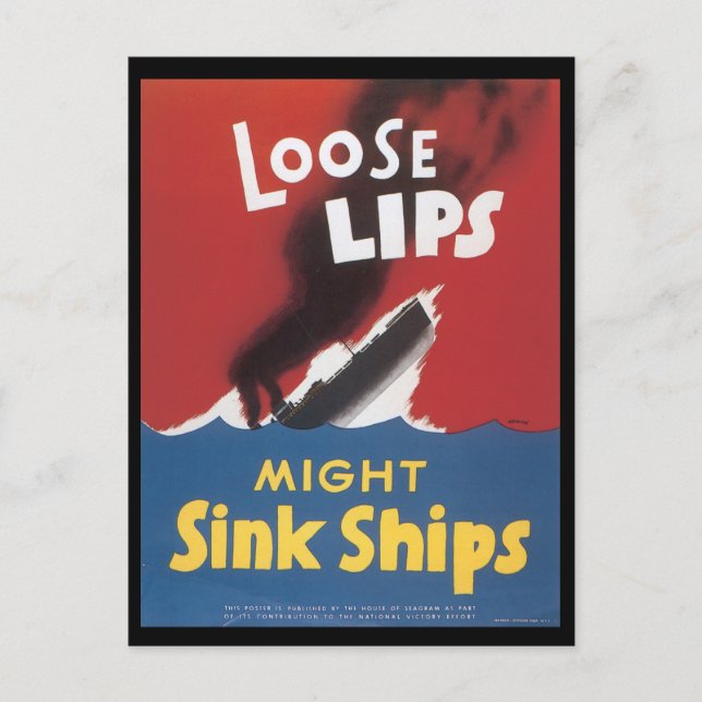 World War II Loose Lips Postcard (Front)