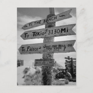 World War II Marine Directional Sign of Humour Postcard