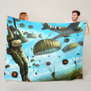 WORLD WAR II PARATROOPERS FLEECE BLANKET