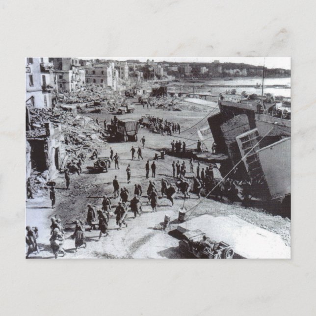 World War II    troops disembarking, Anzio Postcard (Front)