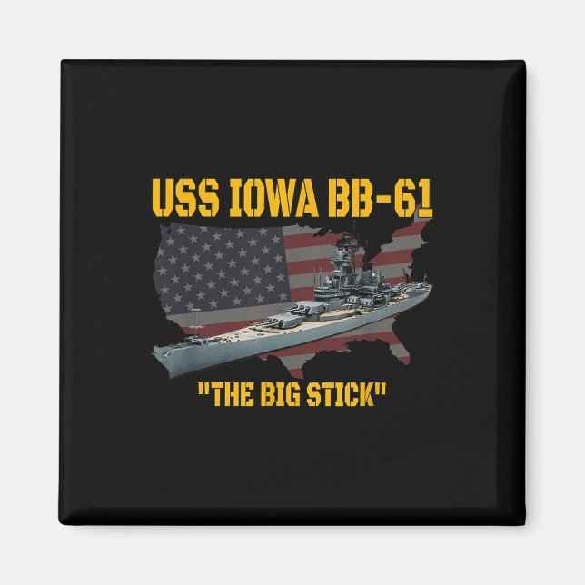 World War Ii Warship Uss Iowa &amp; Ww2 Bb-61 Batt Magnet (Front)