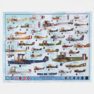 WORLD WAR ONE AIRCRAFT FLEECE BLANKET
