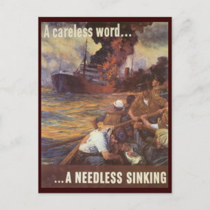 World War Postcards, Loose Lips Sink Ships! Postcard