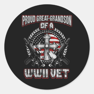 World War Two Veteran Proud Great Grandson Wwii Ve Classic Round Sticker
