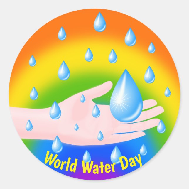 World Water Day 22 March Classic Round Sticker (Front)