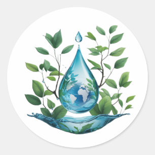 World Water Day Classic Round Sticker