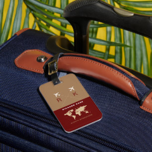 World Wide Travel Suitcase with His Name Luggage Tag