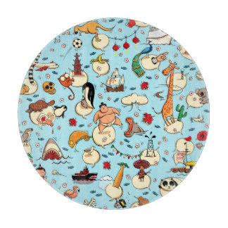World Wonders: Colourful Blue Pattern. Cutting Board