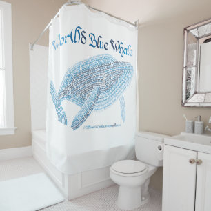 World Word Blue Whale Shower Curtain