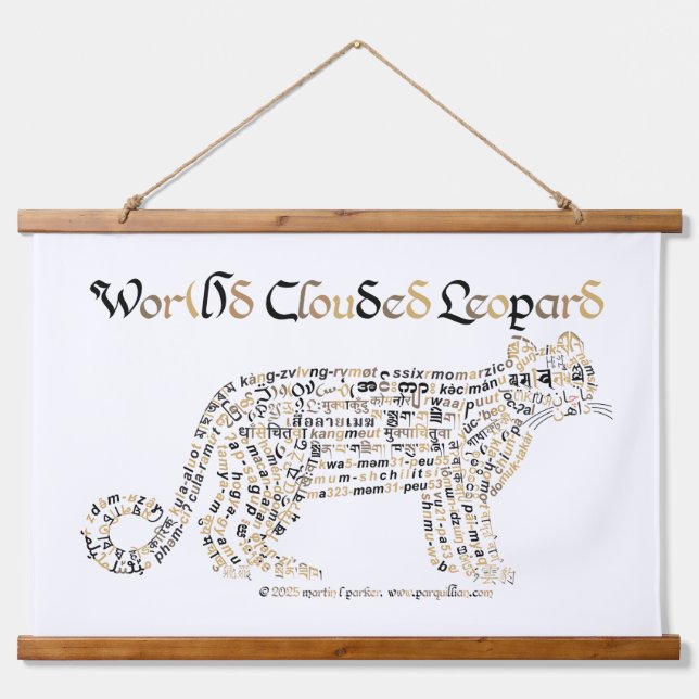 World Word Clouded Leopard Tapestry (Front)