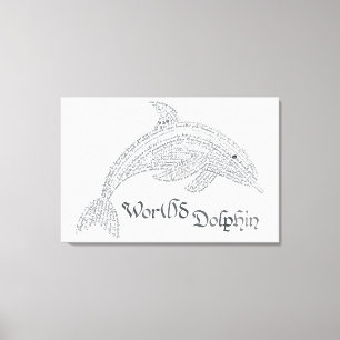 World Word Dolphin Canvas Print - with Title