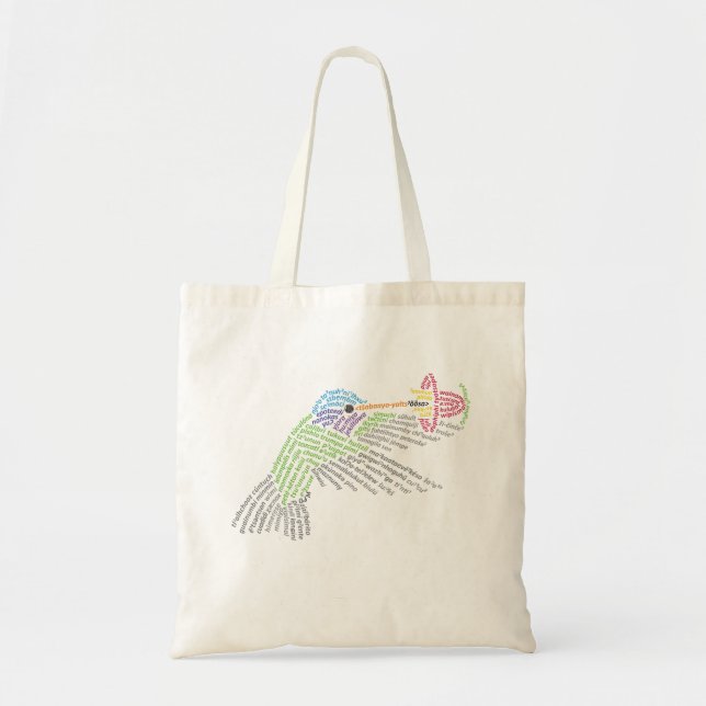 World Word Hummingbird Tote (Front)