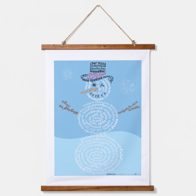 World Word Snowman Tapestry (Front)
