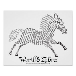 World Word Zebra Poster