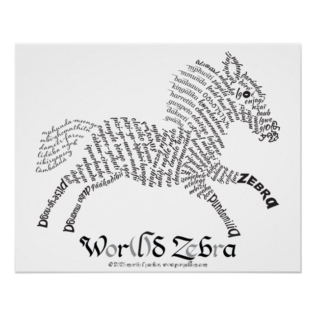 World Word Zebra Poster (Front)