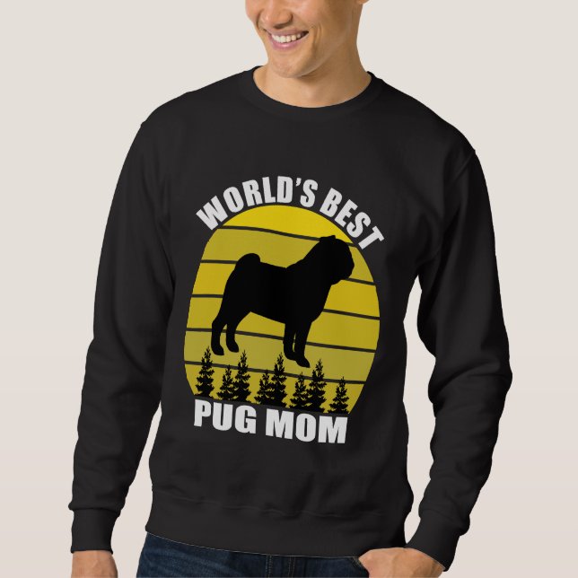 World&x27;s Best Pug Mum, Retro Sun T Shirt Classi (Front)