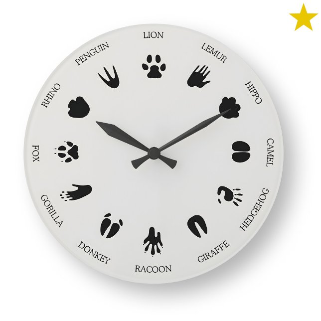 Worldly Animal Tracks Footprints Identification Large Clock (Creator Uploaded)