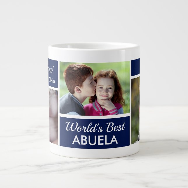World's Best Abuela Photo Collage Giant Coffee Mug (Front)