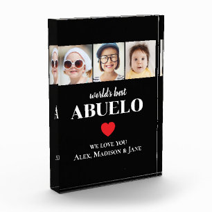 Worlds Best Abuelo We love you 3 Kids Photo Names Block