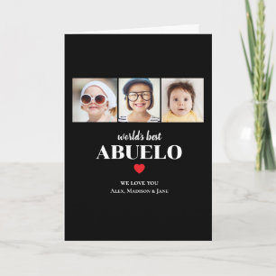 Worlds Best Abuelo We love you 3 Kids Photo Names Card