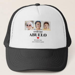 Worlds Best Abuelo We love you 3 Kids Photo Names Trucker Hat