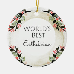 World's Best Aesthetician gift 2 Ceramic Tree Decoration