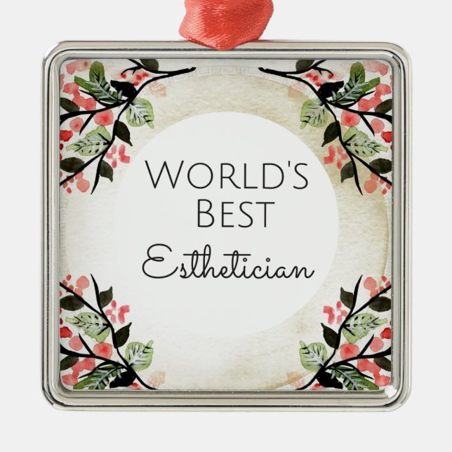World's Best Aesthetician gift 2 Metal Tree Decoration (Front)