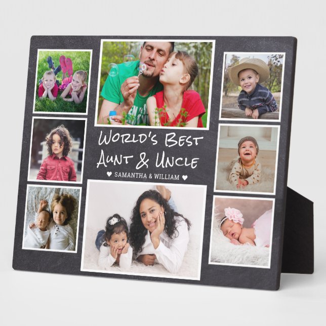 World's Best Aunt And Uncle 8 Photo Chalkboard Plaque (Side)