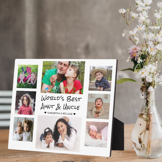 World's Best Aunt And Uncle 8 Photo Collage White Plaque (World's Best Aunt And Uncle 8 Photo Collage White Plaque)