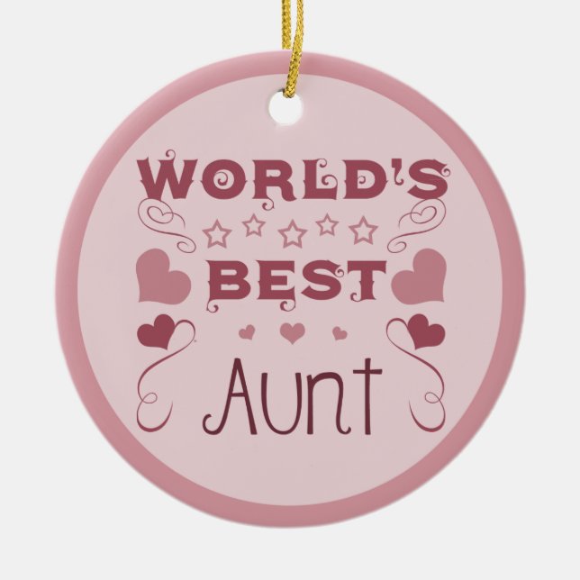 World's Best Aunt Ceramic Tree Decoration (Front)