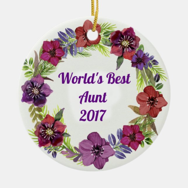World's Best Aunt Christmas Ornament (Front)