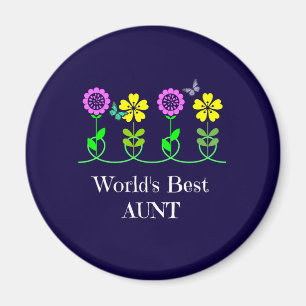World's Best Aunt, Flowers and Butterflies Magnet