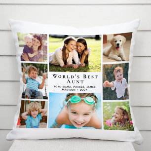 World's Best Aunt Photo Collage Personalised Cushion