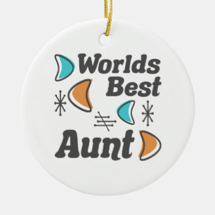 Worlds Best Aunt Retro Ceramic Tree Decoration