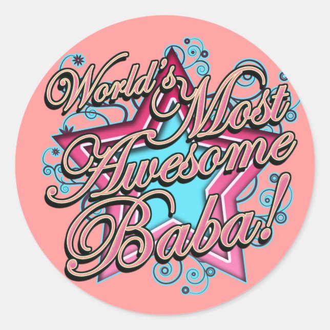 Worlds Best Baba Classic Round Sticker (Front)