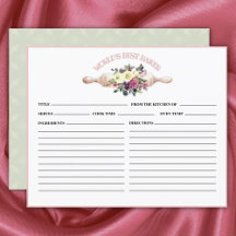 World's Best Baker Bridal Shower Recipe Card