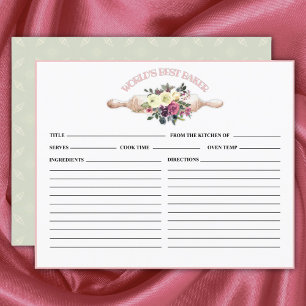 World's Best Baker Bridal Shower Recipe Card