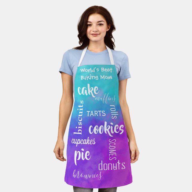 World's Best Baking Mum Words Apron (Worn)