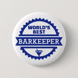 World's best barkeeper bartender 6 cm round badge