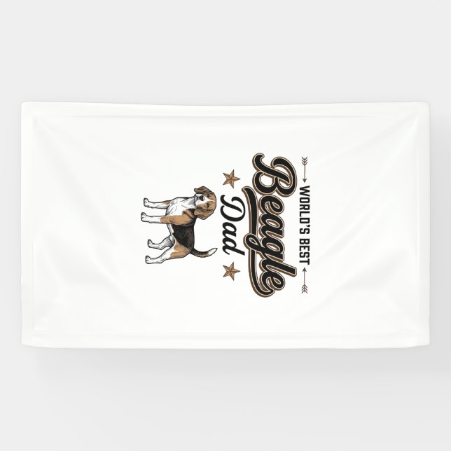 Worlds Best Beagle Dad Vintage Dog Banner (Horizontal)