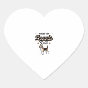 Worlds Best Beagle Dad Vintage Dog Heart Sticker