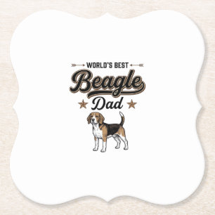 Worlds Best Beagle Dad Vintage Dog Paper Coaster