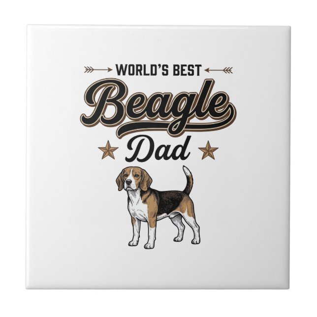 Worlds Best Beagle Dad Vintage Dog Tile (Front)